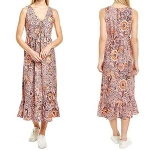 Madewell Lace-Up Ruffle-Hem Midi Dress